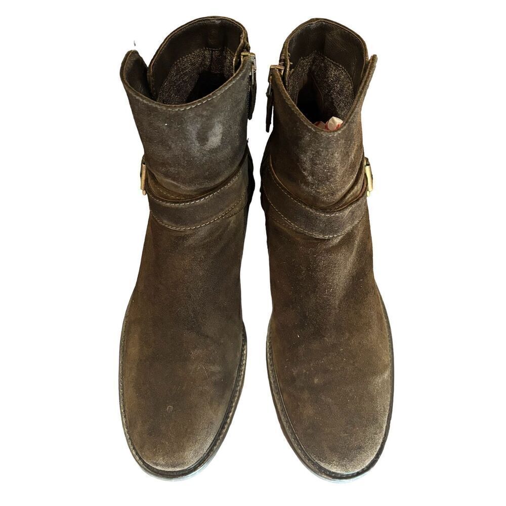 Aquatalia Bree Water Resistant Brown Suede Booties Made in Italy NWOB Size 10